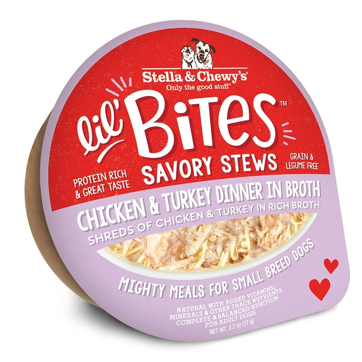 Lil' Bites Savory Stews Chicken & Turkey Dinner in Broth for Dogs