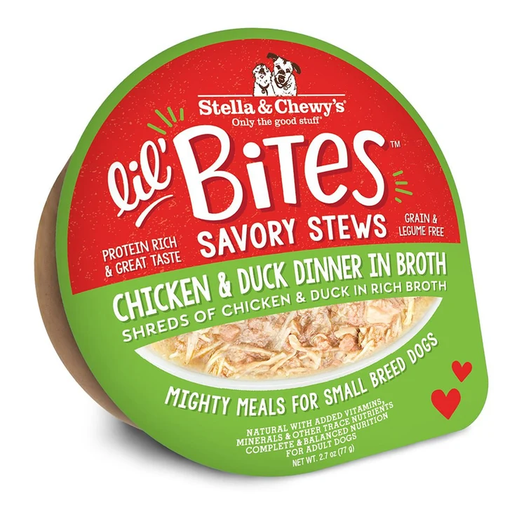 Lil' Bites Savory Stews Chicken & Duck Dinner in Broth for Dogs