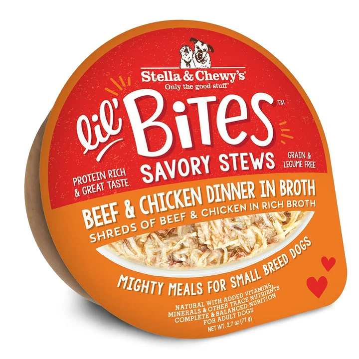 Lil' Bites Savory Stews Beef & Chicken Dinner in Broth for Dogs