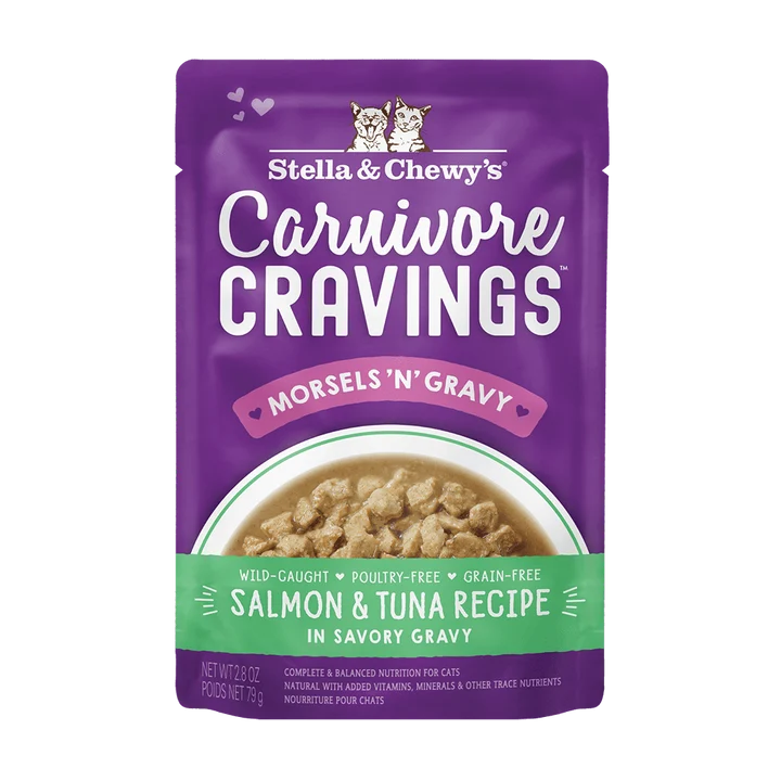 Carnivore Cravings Morsels'N'Gravy Salmon & Tuna Recipe for Cats