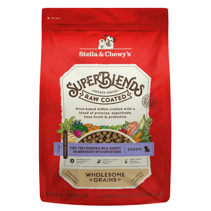 SuperBlends Raw Coated Kibble: Chicken, Salmon + Superfoods for Puppies