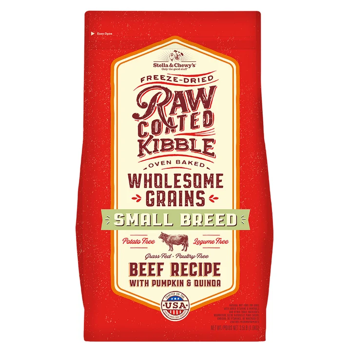 Beef Recipe with Pumpkin & Quinoa Raw Coated Kibble Wholesome Grains for Small Breed Dogs