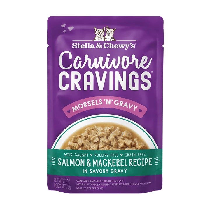 Carnivore Cravings Morsels'N'Gravy Salmon & Mackerel Recipe for Cats
