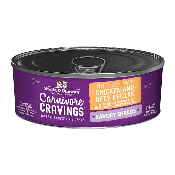 Carnivore Cravings Savory Shreds Chicken & Beef Recipe for Cats