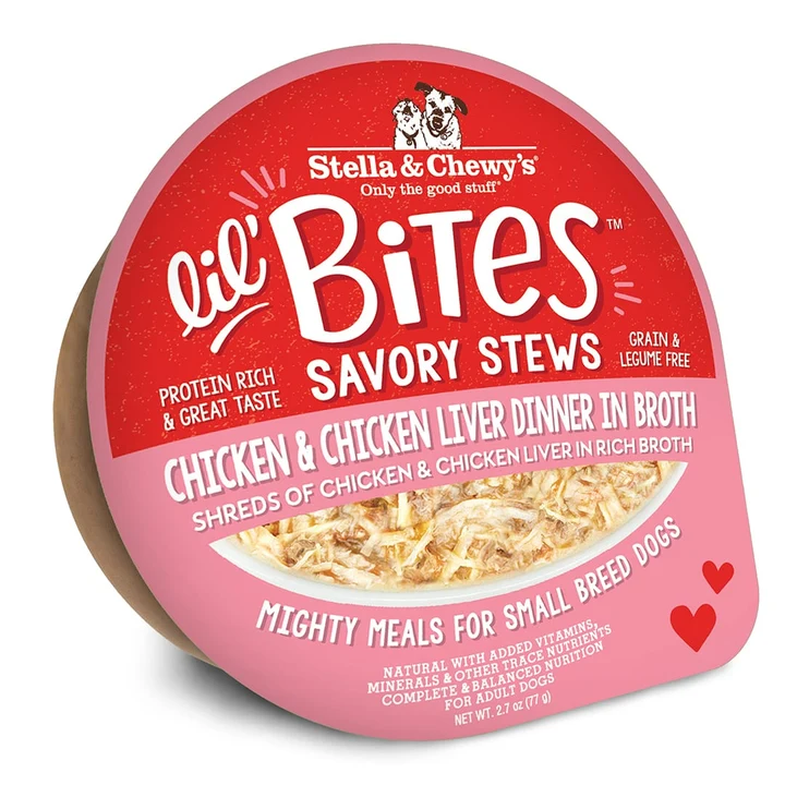 Lil' Bites Savory Stews Chicken & Chicken Liver Dinner in Broth for Dogs