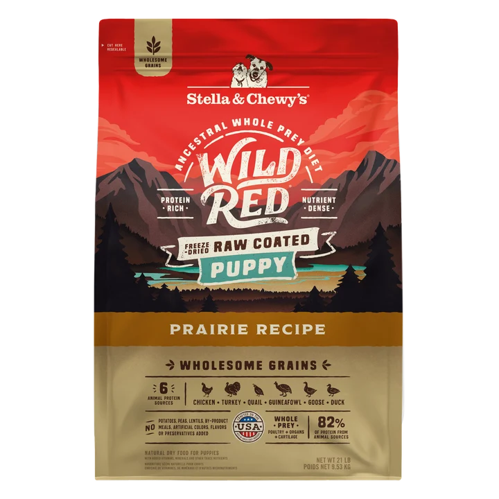 Wild Red Raw Coated Wholesome Grains Prairie Recipe for Puppies