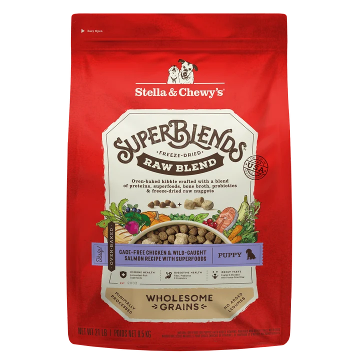 SuperBlends Raw Blend Puppy Kibble: Chicken, Salmon + Superfoods for Dogs